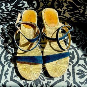 J Crew Blue Suede Strappy Espadrilles